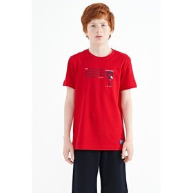Tommy Life 11145 Kırmızı Baskı Detaylı O Yaka Standart Kalıp Erkek Çocuk T-Shirt