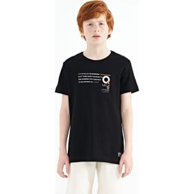 Tommy Life 11145 Siyah Baskı Detaylı O Yaka Standart Kalıp Erkek Çocuk T-Shirt