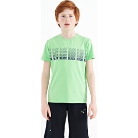 Tommy Life 11149 Neon Yeşil Yazı Baskılı O Yaka Standart Kalıp Erkek Çocuk T-Shirt