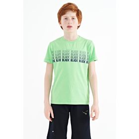Tommy Life 11149 Neon Yeşil Yazı Baskılı O Yaka Standart Kalıp Erkek Çocuk T-Shirt