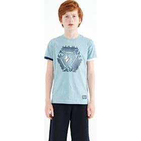 Tommy Life 11156 Açık Mavi Kol Ucu Renkli Detaylı Baskılı Standart Kalıp Erkek Çocuk T-shirt