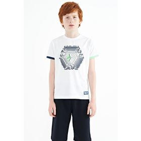 Tommy Life 11156 Beyaz Kol Ucu Renkli Detaylı Baskılı Standart Kalıp Erkek Çocuk T-Shirt