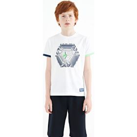 Tommy Life 11156 Beyaz Kol Ucu Renkli Detaylı Baskılı Standart Kalıp Erkek Çocuk T-Shirt