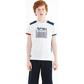 Tommy Life 11157 Beyaz Baskı Detaylı O Yaka Standart Kalıp Erkek Çocuk T-Shirt