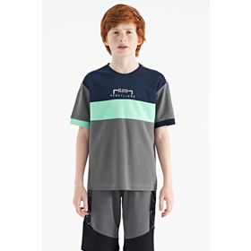 Tommy Life 11159 Koyu Gri Renk Geçişli Nakışlı Oversize Erkek Çocuk T-Shirt