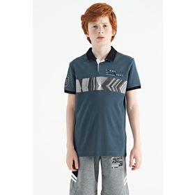 Tommy Life 11162 Orman Yeşili Şerit Baskı Detaylı Pola Yaka Standart Kalıp Erkek Çocuk T-Shirt