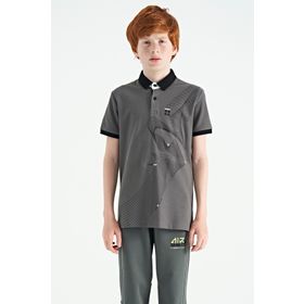 Tommy Life 11164 Koyu Gri Baskı Detaylı Standart Kalıp Polo Yaka Erkek Çocuk T-Shirt