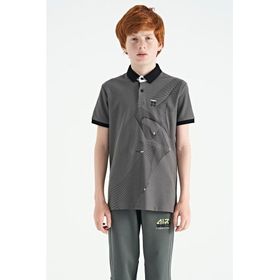 Tommy Life 11164 Koyu Gri Baskı Detaylı Standart Kalıp Polo Yaka Erkek Çocuk T-Shirt