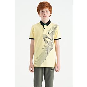 Tommy Life 11164 Sarı Baskı Detaylı Standart Kalıp Polo Yaka Erkek Çocuk T-Shirt
