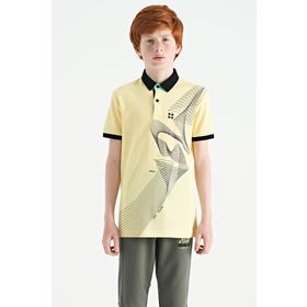 Tommy Life 11164 Sarı Baskı Detaylı Standart Kalıp Polo Yaka Erkek Çocuk T-Shirt