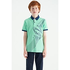 Tommy Life 11164 Su Yeşili Baskı Detaylı Standart Kalıp Polo Yaka Erkek Çocuk T-Shirt