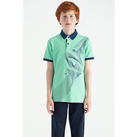 Tommy Life 11164 Su Yeşili Baskı Detaylı Standart Kalıp Polo Yaka Erkek Çocuk T-Shirt