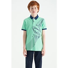 Tommy Life 11164 Su Yeşili Baskı Detaylı Standart Kalıp Polo Yaka Erkek Çocuk T-Shirt