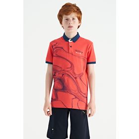 Tommy Life 11165 Coral Baskı Detaylı Standart Kalıp Polo Yaka Erkek Çocuk T-Shirt