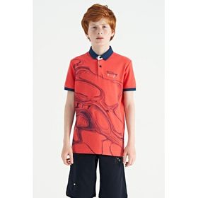 Tommy Life 11165 Coral Baskı Detaylı Standart Kalıp Polo Yaka Erkek Çocuk T-Shirt