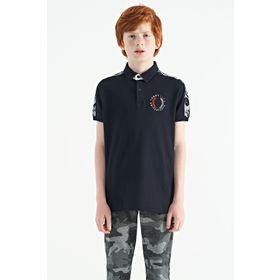 Tommy Life 11166 Lacivert Baskı Detaylı Pola Yaka Standart Kalıp Erkek Çocuk T-Shirt