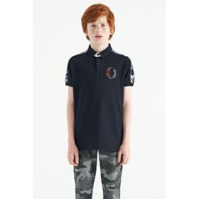 Tommy Life 11166 Lacivert Baskı Detaylı Pola Yaka Standart Kalıp Erkek Çocuk T-Shirt