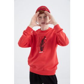 Tommy Life 11174 Fiesta Baskılı Kırmızı Erkek Çocuk Sweatshirt