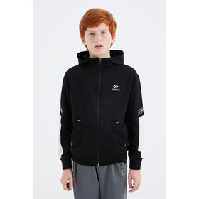Tommy Life 11180 Siyah Fermuarlı Erkek Çocuk Sweatshirt