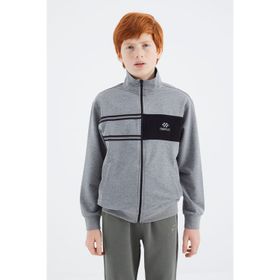 Tommy Life 11183 Gri Melanj Dik Yaka Erkek Çocuk Sweatshirt