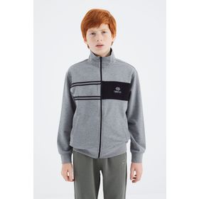 Tommy Life 11183 Gri Melanj Dik Yaka Erkek Çocuk Sweatshirt