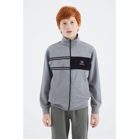 Tommy Life 11183 Gri Melanj Dik Yaka Erkek Çocuk Sweatshirt