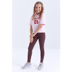 Tommy Life 75047 Yüksek Bel Dar Paça Kahverengi Kız Çocuk Tayt