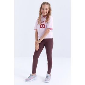 Tommy Life 75047 Yüksek Bel Dar Paça Kahverengi Kız Çocuk Tayt