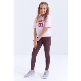 Tommy Life 75047 Yüksek Bel Dar Paça Kahverengi Kız Çocuk Tayt