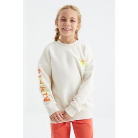 Tommy Life 75095 Ekru Baskı Detaylı O Yaka Kız Çocuk Sweatshirt