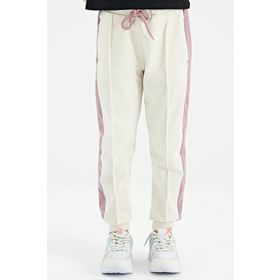 Tommy Life 75122 Ekru Yan Bantlı Gizli Fermuar Cep Detaylı Jogger Kız Çocuk Eşofman Altı