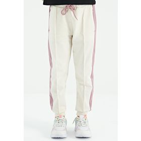 Tommy Life 75122 Ekru Yan Bantlı Gizli Fermuar Cep Detaylı Jogger Kız Çocuk Eşofman Altı