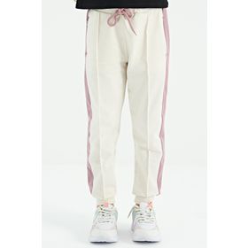 Tommy Life 75122 Ekru Yan Bantlı Gizli Fermuar Cep Detaylı Jogger Kız Çocuk Eşofman Altı