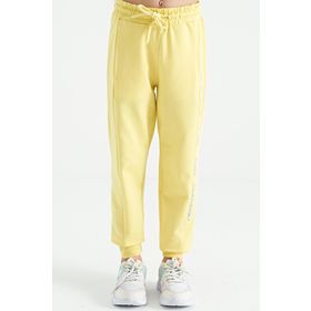 Tommy Life 75123 Limon Yan Yazı Nakışlı Bağcıklı Standart Kalıp Jogger Kız Çocuk Eşofman Alt