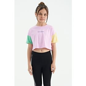 Tommy Life 75130 Pembe Yazı Baskılı O Yaka Düşük Omuzlu Oversize Kız Çocuk T-shirt