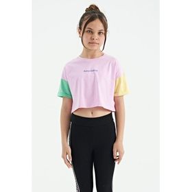Tommy Life 75130 Pembe Yazı Baskılı O Yaka Düşük Omuzlu Oversize Kız Çocuk T-shirt
