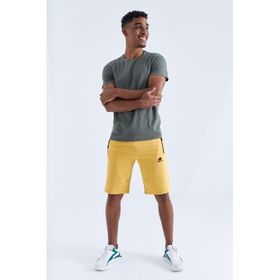 Tommy Life 81136 Fermuar Arka Cepli Bağcıklı Standart Kalıp Hardal Erkek Şort