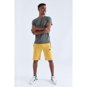 Tommy Life 81136 Fermuar Arka Cepli Bağcıklı Standart Kalıp Hardal Erkek Şort