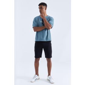 Tommy Life 81136 Gizli Fermuar Arka Cepli Bağcıklı Siyah Erkek Standart Kalıp Şort