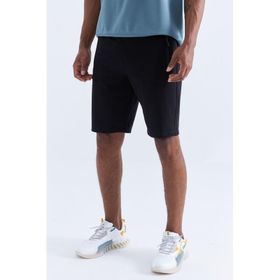 Tommy Life 81136 Gizli Fermuar Arka Cepli Bağcıklı Siyah Erkek Standart Kalıp Şort