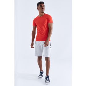 Tommy Life 81141 Fermuar Cepli Yazı Detaylı Standart Kalıp Kar Melanj Erkek Şort