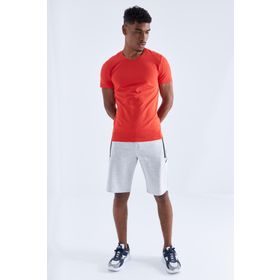 Tommy Life 81141 Fermuar Cepli Yazı Detaylı Standart Kalıp Kar Melanj Erkek Şort