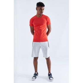 Tommy Life 81141 Fermuar Cepli Yazı Detaylı Standart Kalıp Kar Melanj Erkek Şort