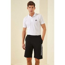 Tommy Life 81142 Siyah-Beyaz Erkek Yazı Baskılı Cepli Standart Kalıp Şort
