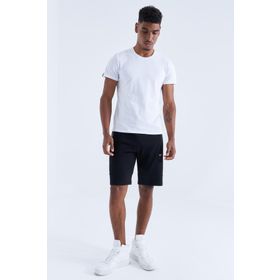 Tommy Life 81148 Yan Şeritli Standart Kalıp Siyah Beyaz Erkek Şort