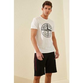 Tommy Life 81148 Yan Şeritli Standart Kalıp Siyah Beyaz Erkek Şort