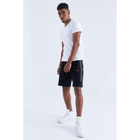 Tommy Life 81148 Yan Şeritli Standart Kalıp Siyah Beyaz Erkek Şort