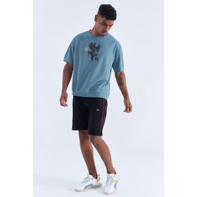 Tommy Life 81148 Yan Şeritli Standart Kalıp Siyah Kırmızı Erkek Şort