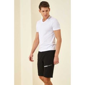 Tommy Life 81155_1 Siyah Erkek Yazı Baskılı Standart Kalıp Şort