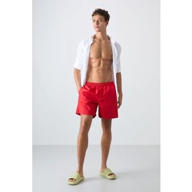 Tommy Life 81237 Belden Lastikli Standart Kalıp Kırmızı Erkek Deniz Şortu